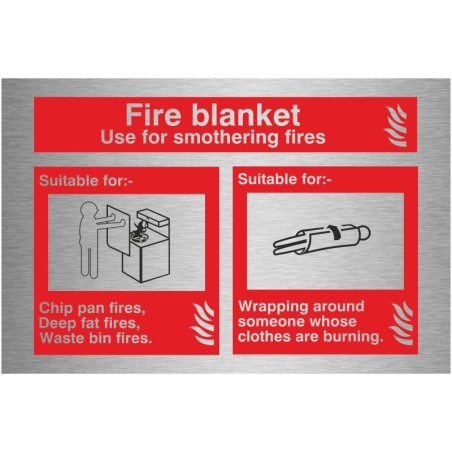 Fire Blanket Brushed Aluminium Sign