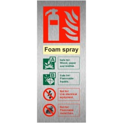 Brushed Aluminium Foam Spray Fire Extingusiher Fire ID Sign Brushed Aluminium Foam Spray Fire Extingusiher Fire ID Sign