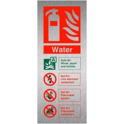 Brushed Aluminium Water Fire Extinguisher ID Sign Brushed Aluminium Water Fire Extinguisher ID Sign