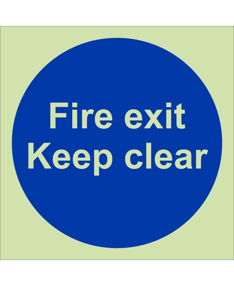 Glow in the Dark Fire Exit Keep Clear Door Sign