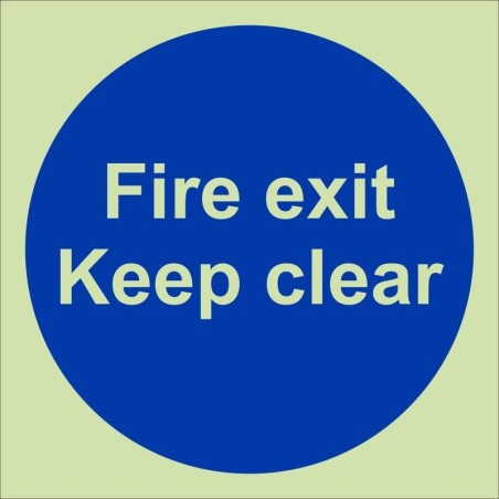 Glow In The Dark Fire Exit Keep Clear Door Sign