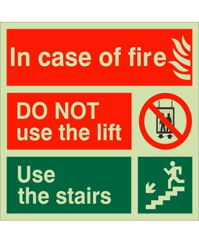 Glow In The Dark Incase Of Fire Do Not Use The Lift Fire Action Notice Sign