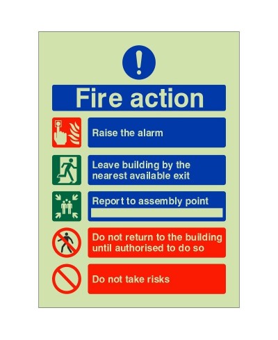 Raise The Alarm Glow In The Dark Fire Action Notice Sign