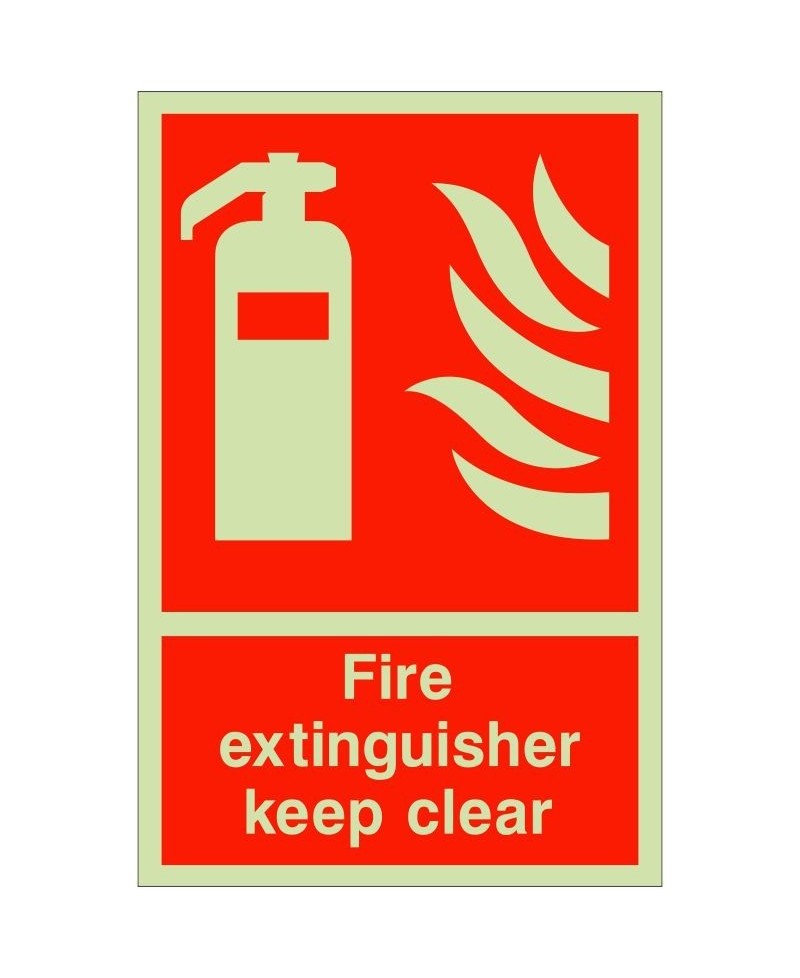 Glow in the Dark Fire Extinguisher Keep Clear Sign
