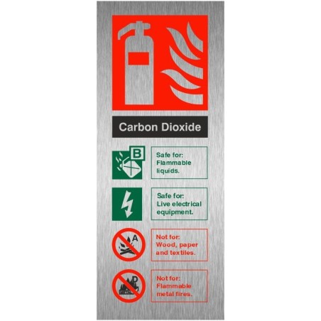 Brushed Aluminium Effect Carbon Dioxide Fire Identification Sign