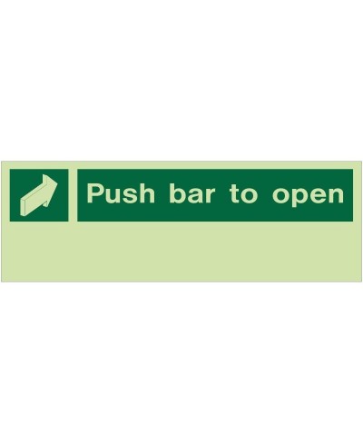 Photoluminescent Push Bar To Open Sign