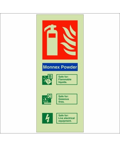 Glow In The Dark Monnex Powder Fire Extinguisher ID Sign