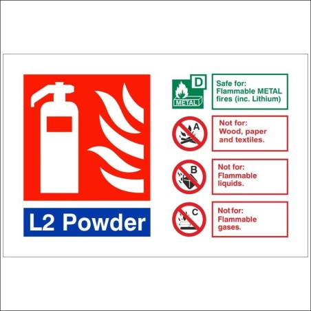 L2 Powder Fire Extinguisher ID Sign 150mm x 100mm Landscape