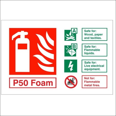 P50 Foam Fire Extinguisher ID Sign 150mm x 100mm Landscape