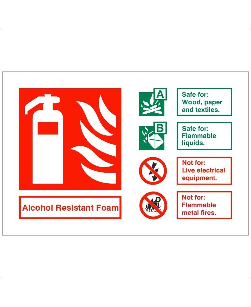 Alcohol Resistant Foam Fire Extinguisher ID Sign