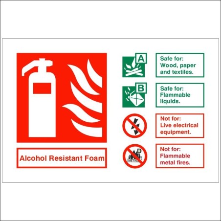 Alcohol Resistant Foam Fire Extinguisher ID Sign 150mm x 100mm Landscape