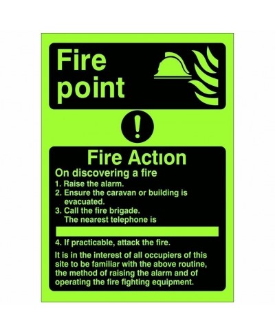 Glow In The Dark Fire Point Fire Action Sign - Class C