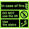 Glow In The Dark Incase Of Fire Do Not Use The Lift Fire Action Notice Sign