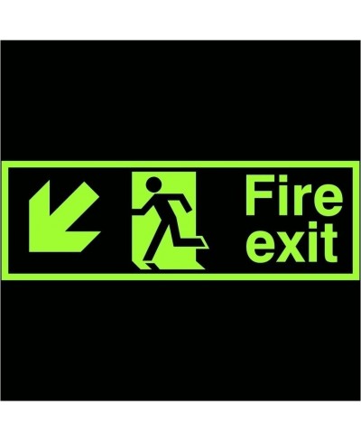 Photoluminescent Fire Exit Arrow Down Left Sign - Class C