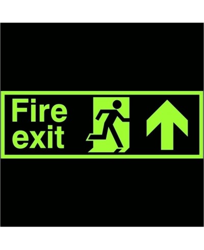 Extra Large Glow in the Dark Fire Exit Up Sign 900mm x 300mm - Rigid Plastic - Class C