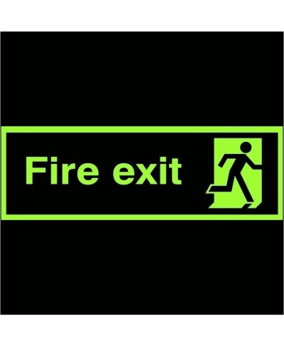 Extra Large Glow in the Dark Fire Exit Running Man Right Sign 900mm x 300mm - Rigid Plastic - Class C