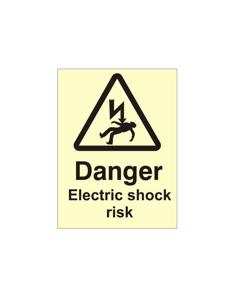 Danger Electric Shock Risk Photoluminescent Sign