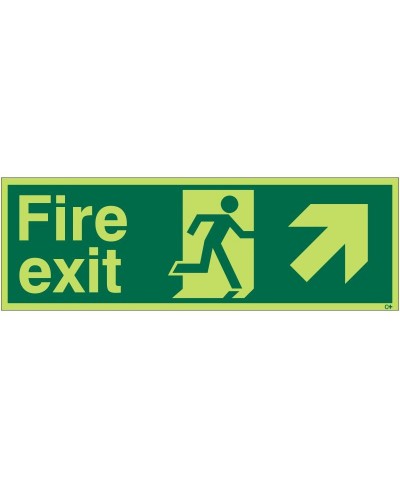 Photoluminescent Fire Exit Arrow Up Right Sign - Class C
