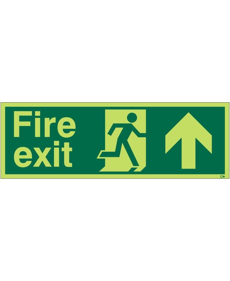 Photoluminescent Fire Exit Arrow Up Sign - Class C