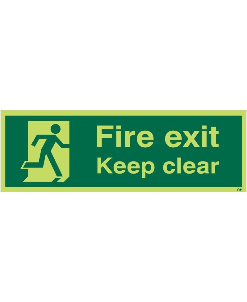 Photoluminescent Fire Exit Keep Clear Sign - Class C