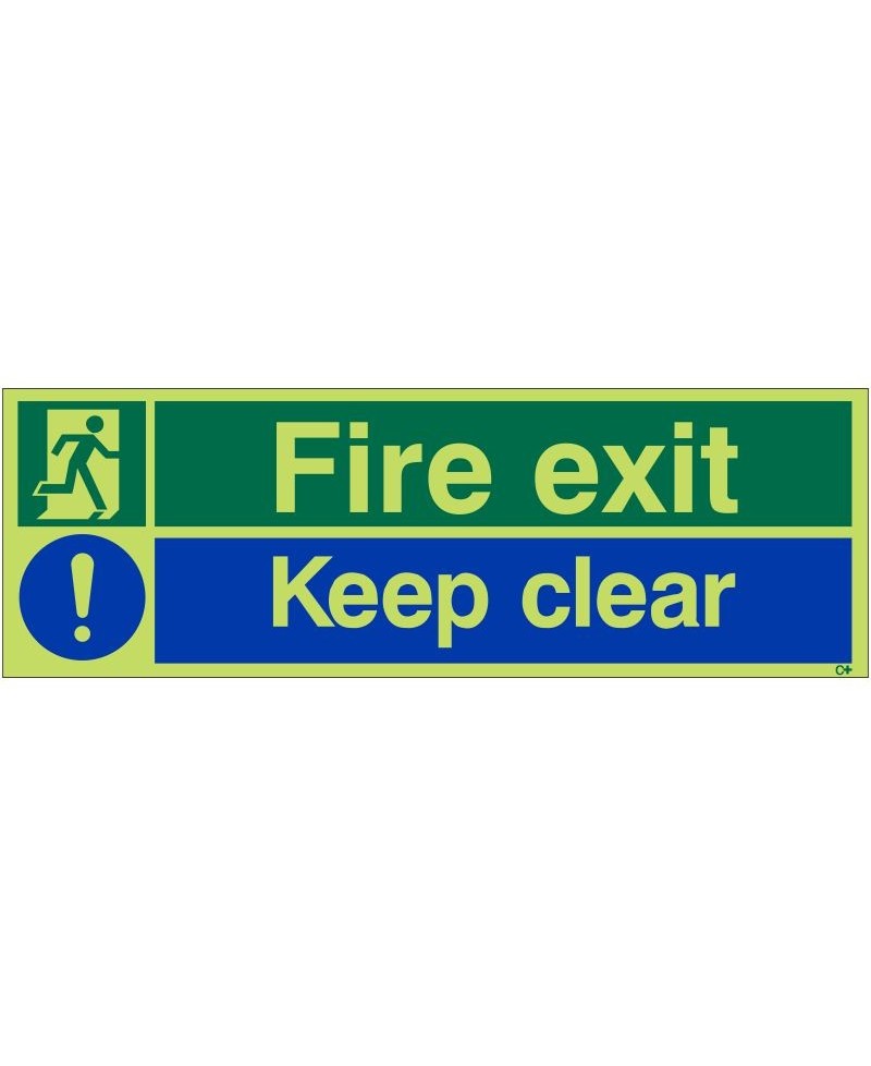 Photoluminescent Fire Exit Keep Clear Sign - Class C