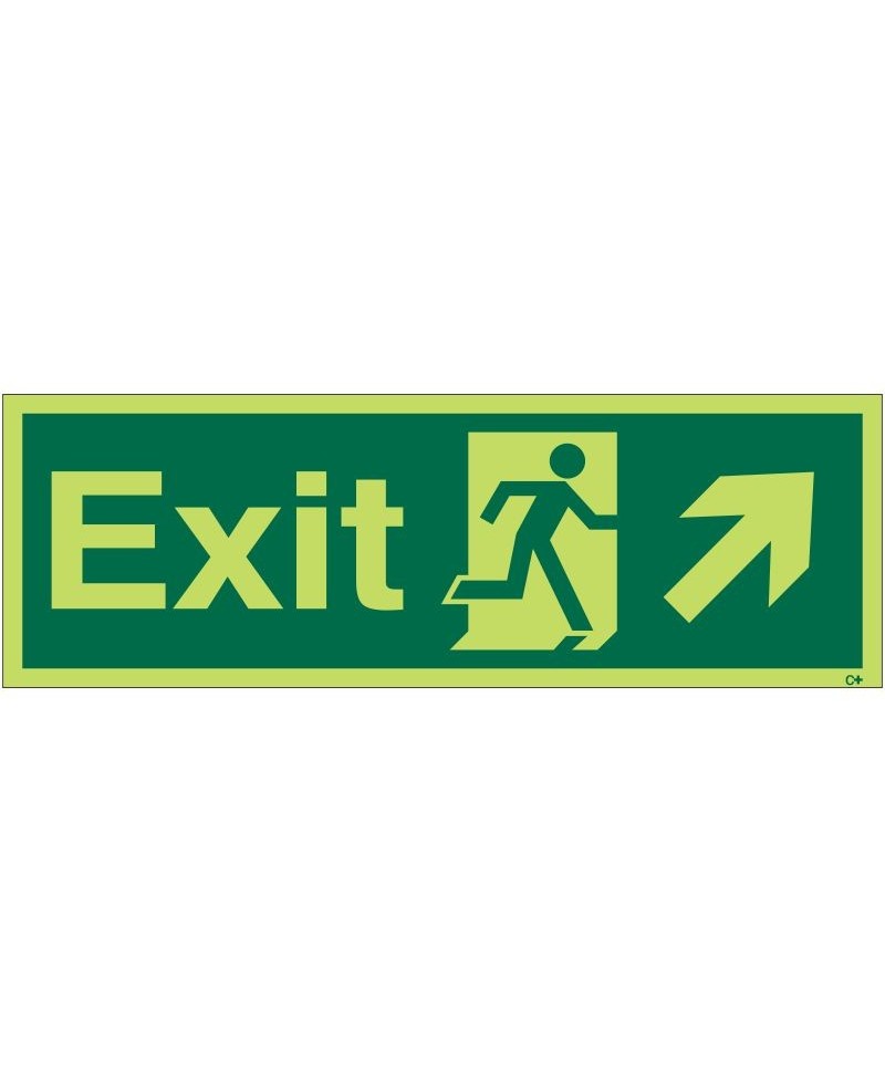 Photoluminescent Exit Arrow Up Right Sign - Class C