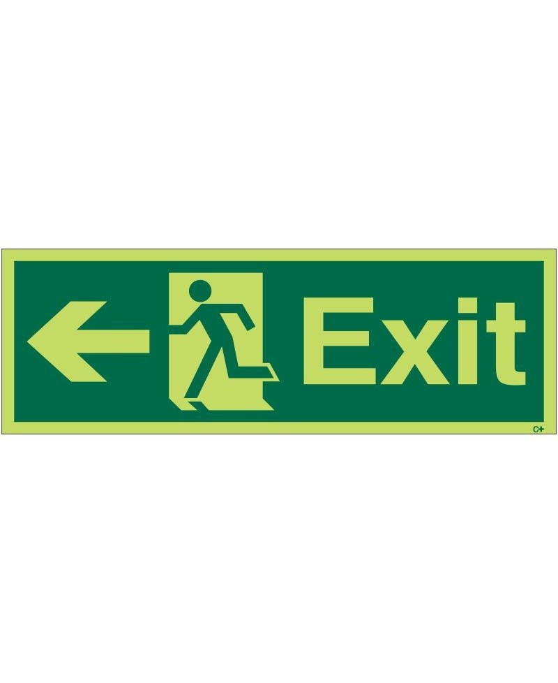 Photoluminescent Exit Arrow Left Sign - Class C