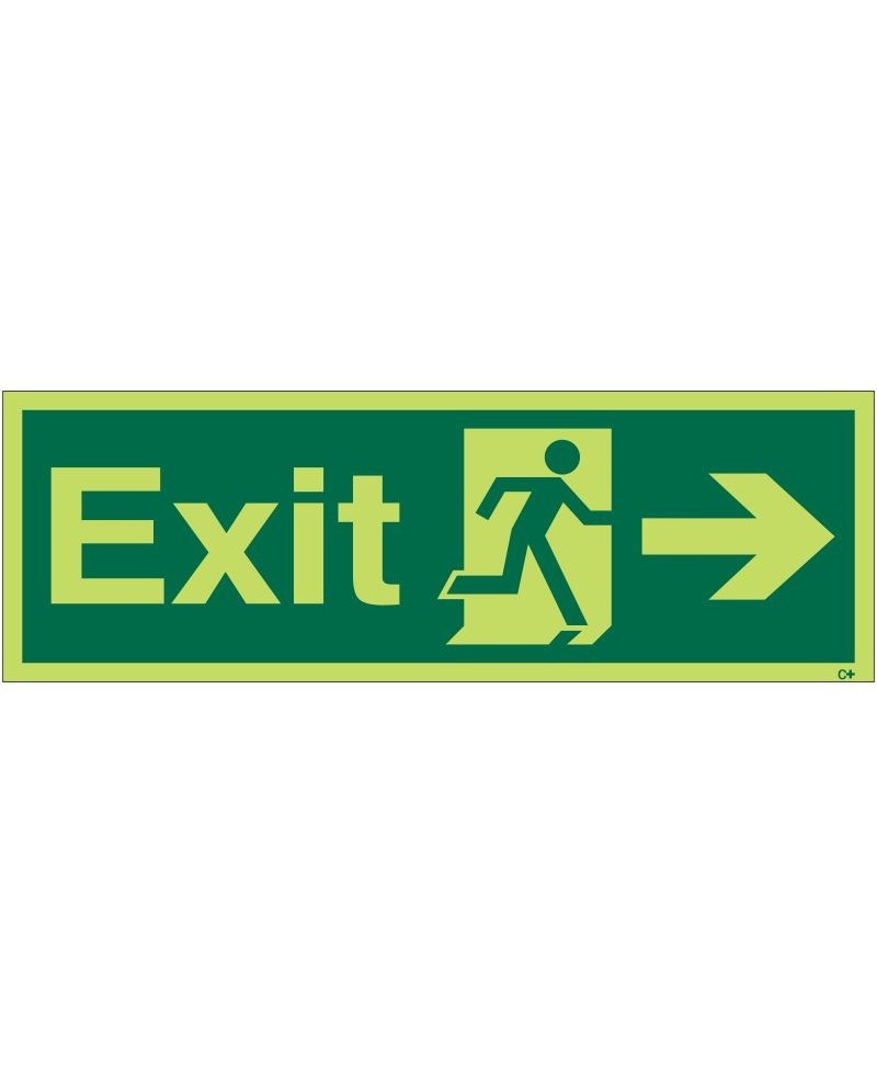 Photoluminescent Exit Arrow Right Sign - Class C