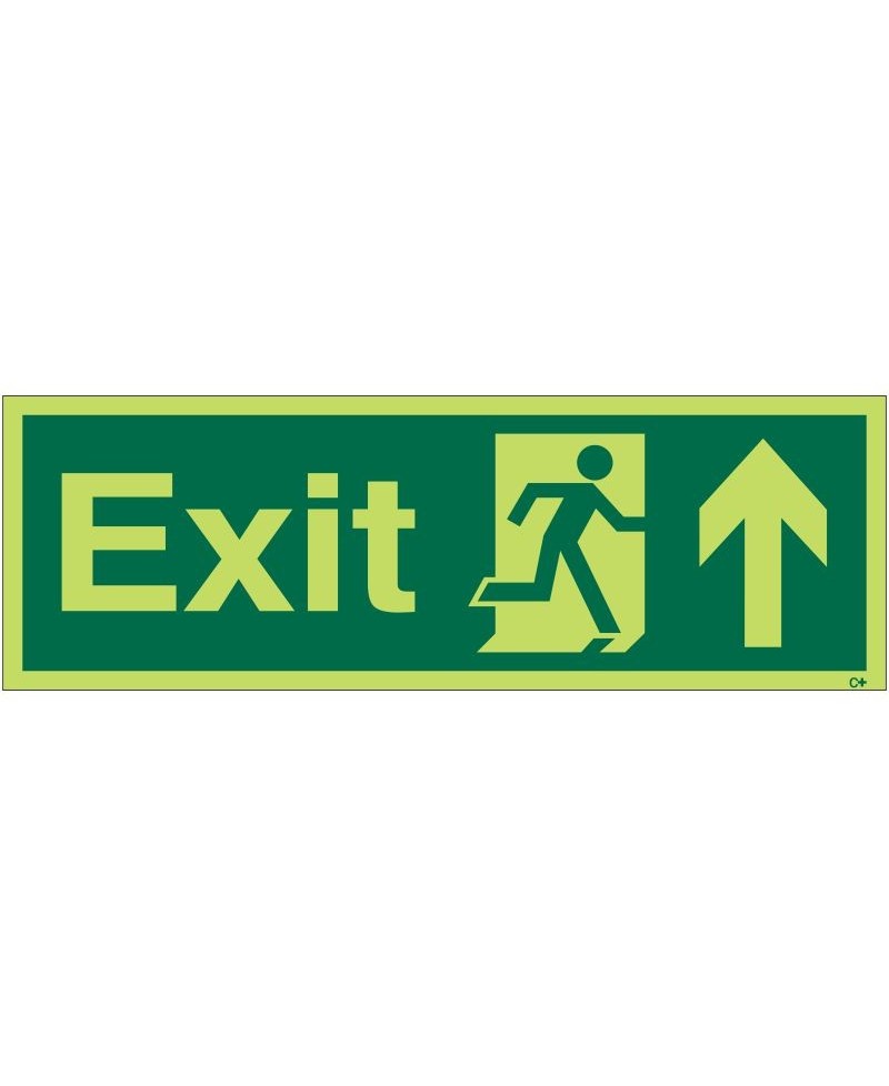 Photoluminescent Exit Arrow Up Sign - Class C