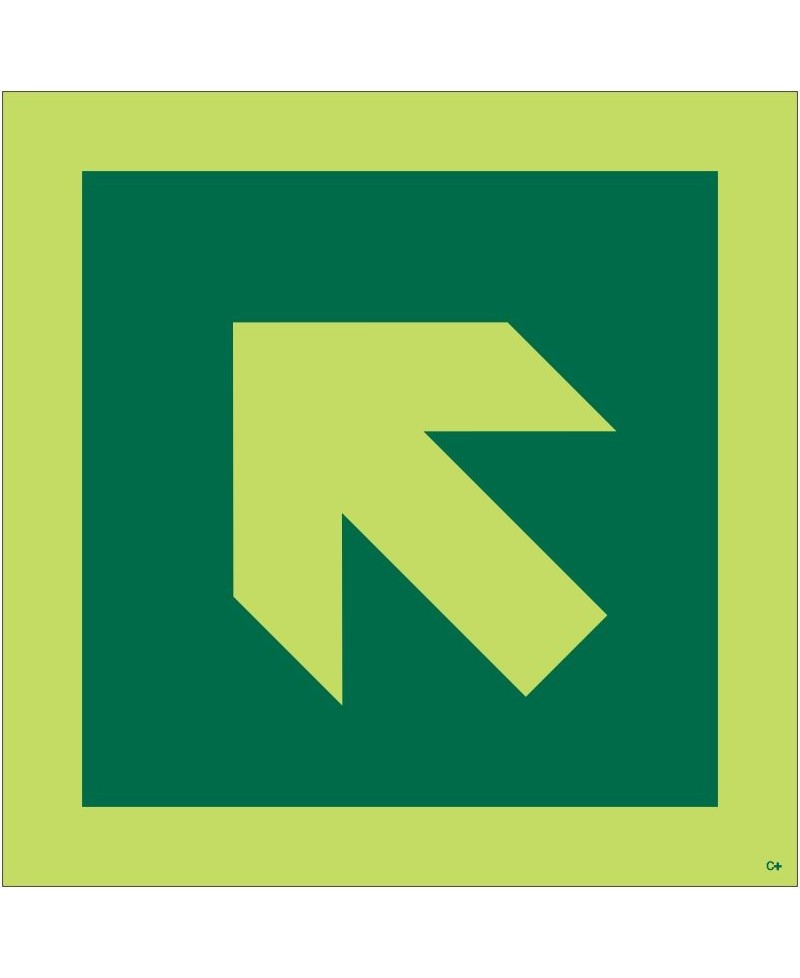 Photoluminescent 'Arrow Up/Left' Symbol Sign - Class C