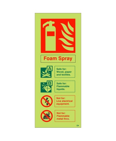 Glow in the Dark Foam Spray Fire Extinguisher Sign - Class C