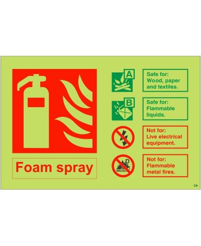 Glow In The Dark Foam Spray Fire Extinguisher Sign - Class C