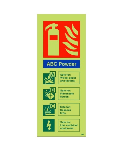 Glow in the Dark ABC Powder Fire Extinguisher Sign - Class C