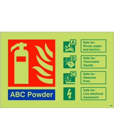 Glow In The Dark ABC Powder Fire Extinguisher Sign - Class C