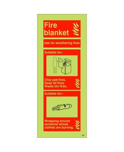 Glow in the Dark Fire Blanket Sign - Class C