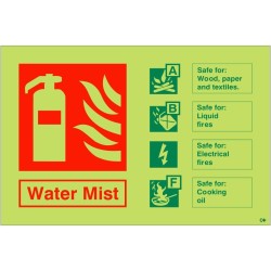 Glow in the Dark Water Mist Fire Extinguisher Sign Glow in the Dark Water Mist Fire Extinguisher Sign