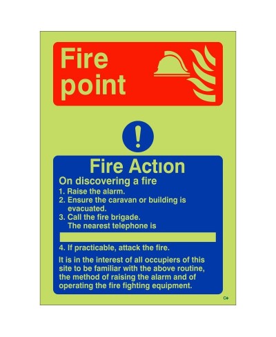 Glow In The Dark Fire Point Fire Action Sign - Class C