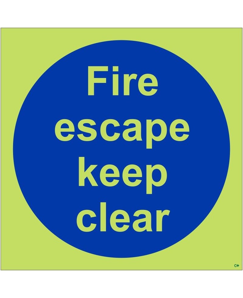 Glow in the Dark Fire Escape Keep Clear Door Sign