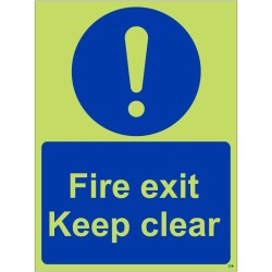 Glow in the Dark Fire Exit Keep Clear Door Sign Glow in the Dark Fire Exit Keep Clear Door Sign