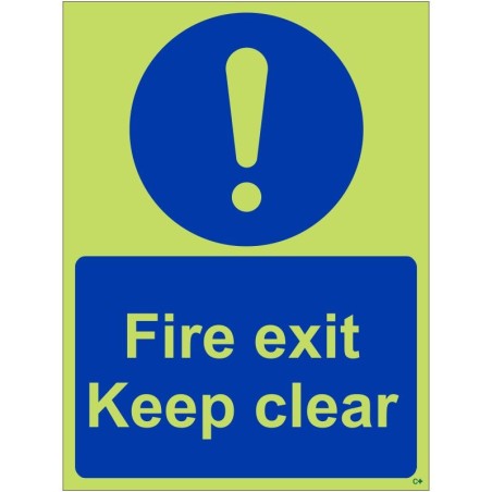 Glow in the Dark Fire Exit Keep Clear Door Sign