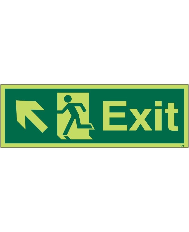 Photoluminescent Exit Arrow Up Left Sign - Class C