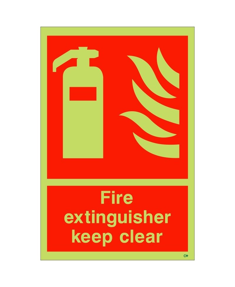 Glow in the Dark Fire Extinguisher Keep Clear Sign - Class C