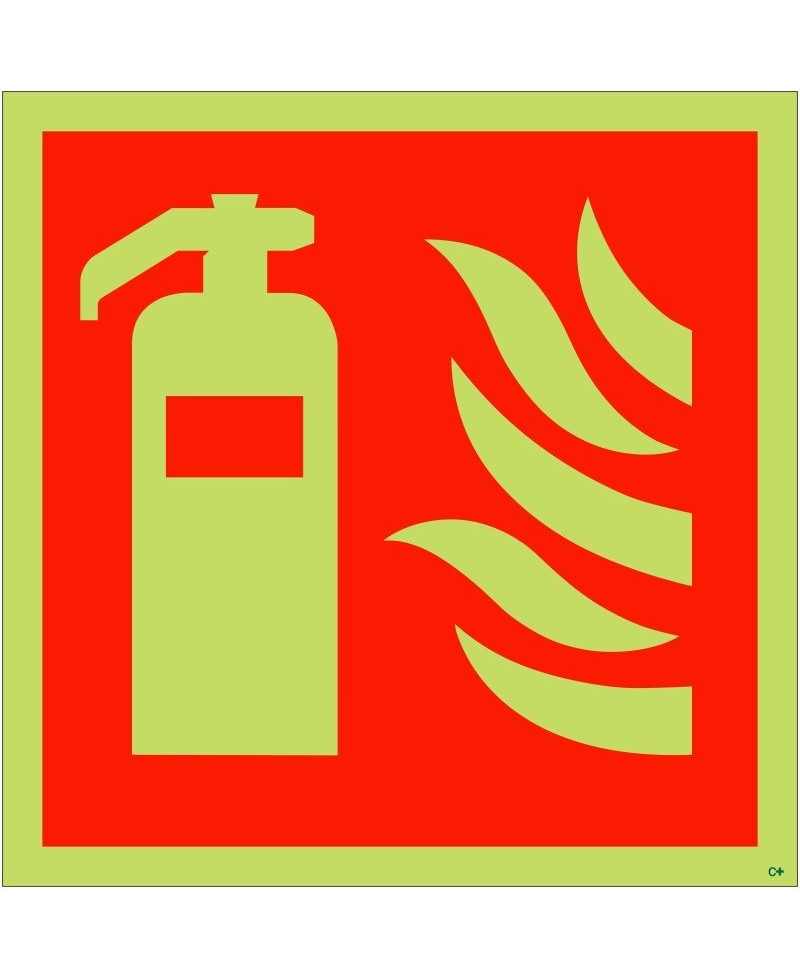 Glow in the Dark Fire Extinguisher Symbol Sign - Class C