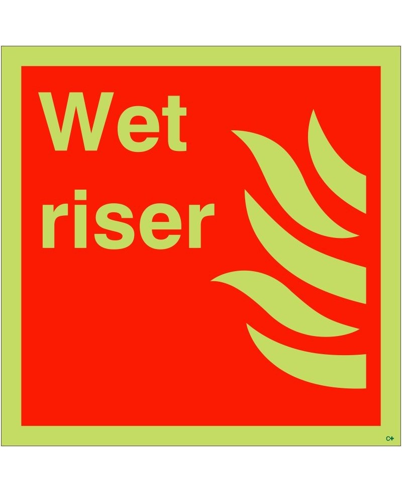 Glow in the Dark Wet Riser Sign - Class C