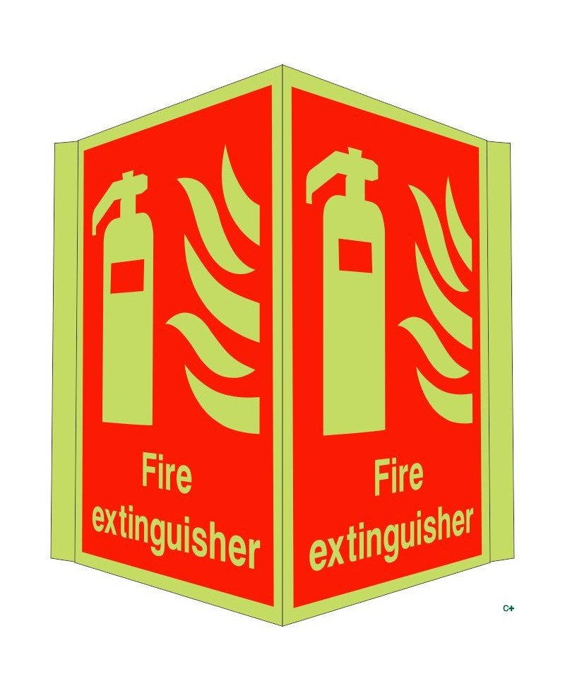 Photoluminescent Fire Extinguisher Projecting Sign - Class C