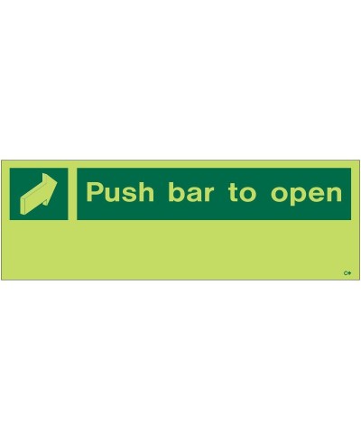 Photoluminescent Push Bar To Open Sign - Class C