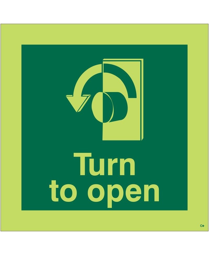 Photoluminescent Turn To Open Arow Left Sign