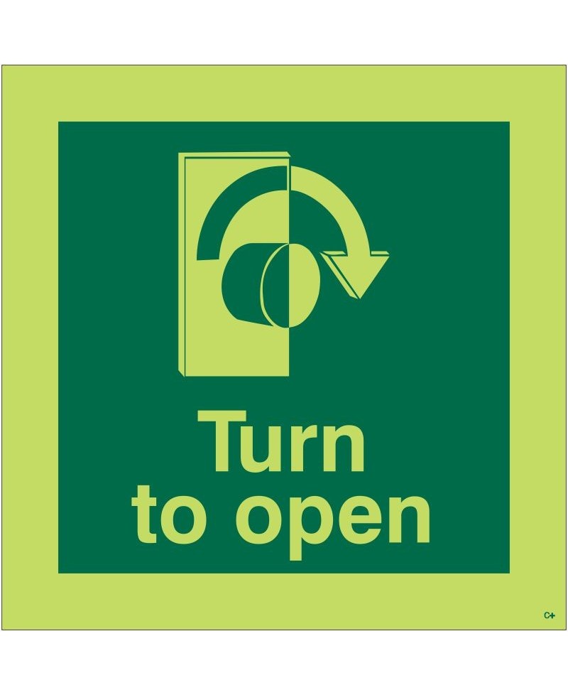 Photoluminescent Turn To Open Arrow Right Sign