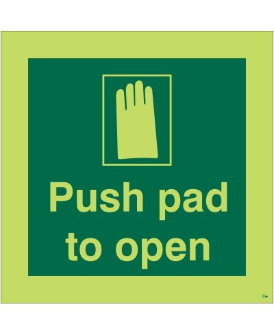 Photoluminescent Push Pad To Open Sign - Class C