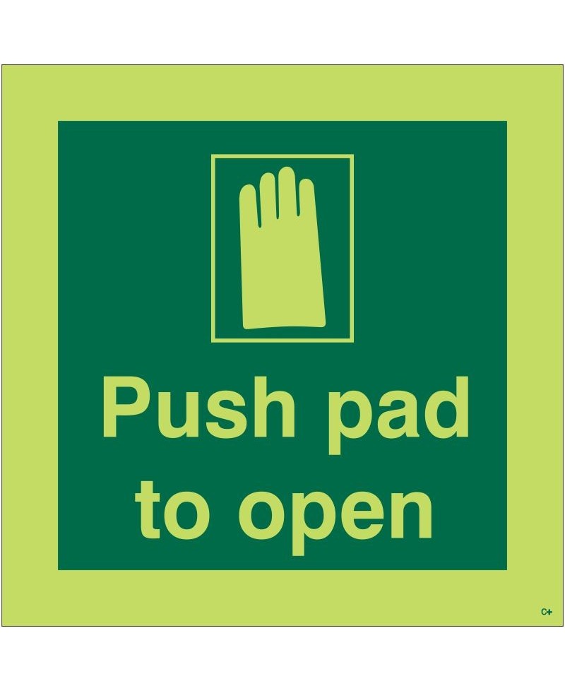 Photoluminescent Push Pad To Open Sign